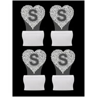 Picture of Afast 3D Illusion S Alphabet Heart LED Night Lamp, AFST708862, White & Clear