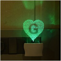Picture of Afast 3D Illusion G Alphabet Heart LED Night Lamp, AFST786498, White & Clear