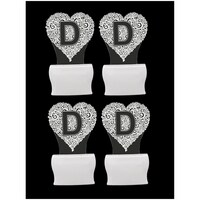 Picture of Afast 3D Illusion D Alphabet Heart LED Night Lamp, AFST786489, White & Clear