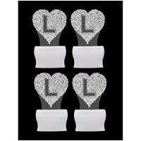 Picture of Afast 3D Illusion L Alphabet Heart LED Night Lamp, AFST786513, White & Clear