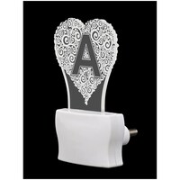 Picture of Afast 3D Illusion A Alphabet Heart LED Night Lamp, AFST786480, White & Clear
