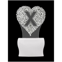 Picture of Afast 3D Illusion X Alphabet Heart LED Night Lamp, AFST708877, White & Clear