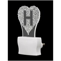 Picture of Afast 3D Illusion H Alphabet Heart LED Night Lamp, AFST786501, White & Clear