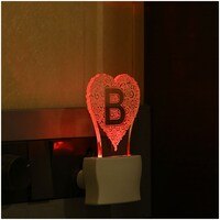 Picture of Afast 3D Illusion B Alphabet Heart LED Night Lamp, AFST786483, White & Clear