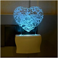 Picture of Afast 3D Illusion Love Design LED Night Lamp, AFST708372, White & Clear