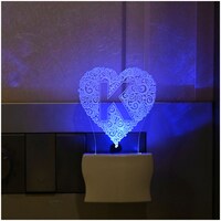 Picture of Afast 3D Illusion K Alphabet Heart LED Night Lamp, AFST786510, White & Clear