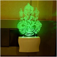 Picture of Afast 3D Illusion Shree Ganesha LED Wall Lamp, AFST708609, White & Clear
