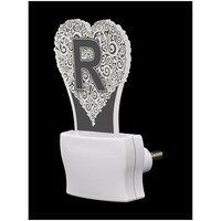 Picture of Afast 3D Illusion R Alphabet Heart LED Night Lamp, AFST708859, White & Clear