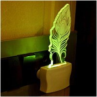 Picture of Afast 3D Illusion Peacock Feather LED Wall Lamp, AFST708639, White & Clear