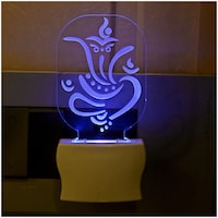 Picture of Afast Ganesh Ji 3D Illusion LED Night Lamp, AFST708720, White & Clear