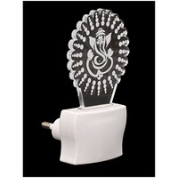 Picture of Afast Centered Ganesh Ji 3D Illusion LED Night Lamp, AFST708729, White & Clear
