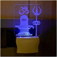 Picture of Afast Shivling and Om 3D Illusion LED Night Lamp, AFST708735, White & Clear