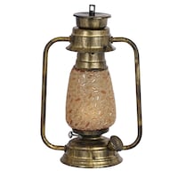 Afast Hand Decorated Antique Lantern Night Lamp, AFST708247, Gold