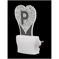 Picture of Afast 3D Illusion N Alphabet Heart LED Night Lamp, AFST708847, White & Clear