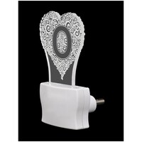 Picture of Afast 3D Illusion O Alphabet Heart LED Night Lamp, AFST708850, White & Clear