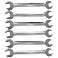 Eastman Cold Stamp Double Open End Spanner, Silver, 6x7mm to 16x17mm, 6 Pcs