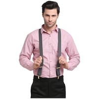 Leather Plus Men's Suspenders, MB-138, Grey