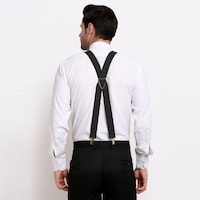 Leather Plus Men's Suspenders, MB-253, Black