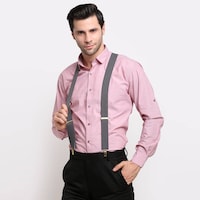 Leather Plus Men's Suspenders, MB-255, Grey