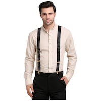 Leather Plus Men's Suspenders, MB-242, Black