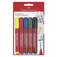 Faber-Castell Textile Markers in A Blister, 5 Pcs, Blue, 159505