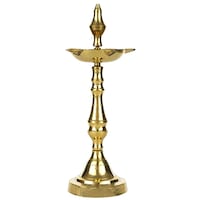 KUVI Fancy Decorative Diwali Brass Oil Lamp, Golden