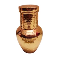 Picture of KUVI Copper Matka Design Jar with Glass, 1500ml, Copper Brown