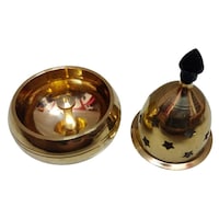 KUVI Brass Bowl Nanda Dhakkan Oil Lamp, Brown