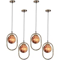 Picture of Afast Decorative Oval Ceiling Light with Glass Shade, AFST800545, 20 x 110cm, Brown & Gold