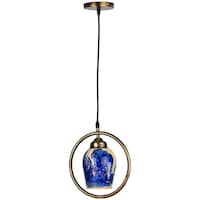 Picture of Afast Decorative Round Ceiling Light with Glass Shade, AFST800728, 22.5 x 102.5cm, Blue & Gold