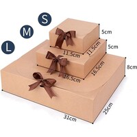 Stylish Ribbon Gift Box With Lid, White - Set Of 12 Pcs