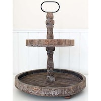 Foundations Decor 4 Tiered Tray Antique Finish, Round, 15inch