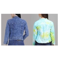 Karvaan Fashion Girls Western Denim Jacket, Multicolor, Set of 2