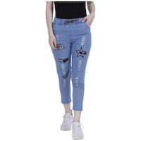 Picture of Karvaan Fashion Women Ankle Fit Jeans, Light Blue