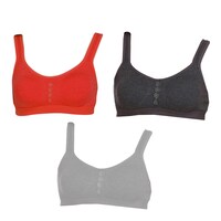Picture of Fims Women's Cotton Molded Cup Sports Bra, NKR65978, Multicolour, Pack of 3