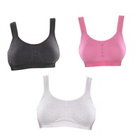 Picture of Fims Women's Cotton Molded Cup Sports Bra, NKR65888, Multicolour, Pack of 3