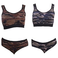 FIMS Women's Printed Sports Bra and Panty Set, NKR65521, Pack of 2