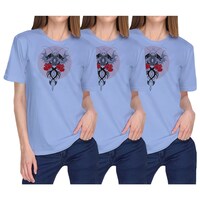 Picture of Nxt Gen Women's Graphic Print Solid T-Shirt, TNG15226, Multicolour, Pack of 3