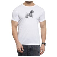 Nxt Gen Animal Printed Half Sleeves Round Neck Men's T-Shirt, TNG15910, White