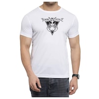 Picture of Nxt Gen Men's Bird Printed Round Neck T-Shirt, TNG15890, White