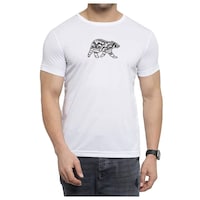 Picture of Nxt Gen Men's Animal Printed Round Neck Slim Fit T-Shirt, TNG15930, White