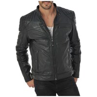 SkinOutfit Men Lambskin Genuine Leather Classic Jacket, SO738303, Black