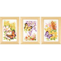 Picture of Vervacobutterflies & Flowers Miniatures Counted Cross Stitch Kit, 2.5"X4"