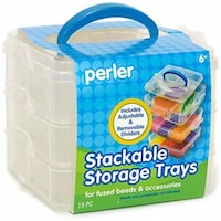 Perler Bead Large Organizer Stackable Storage Container Bead Trays 3Pc.