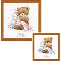 Picture of Vervacobear With Blanket On Aida Counted Cross Stitch Kit, 6.75"X7"
