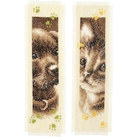 Picture of Vervacocat & Dog Bookmarks On Aida Counted Cross Stitch Kit, 3"X6"
