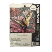 Picture of Dimensions Mini Needlepoint Kit 5"X5"-Butterfly Zinnia Stitched On