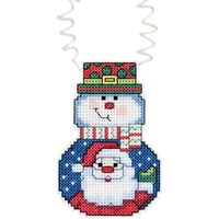 Picture of Janlynn Mini Counted Cross Stitch Kit, 2.5in, Round, Starry Snowman
