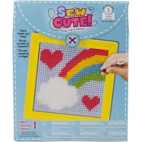 Colorbok Sew Cute Rainbow Needlepoint Kit, 6X6in, Stitched In Yarn
