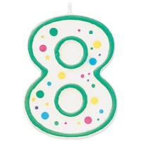 Picture of Wilton Polka Dot Numeral Candle, 3", No.8 Green